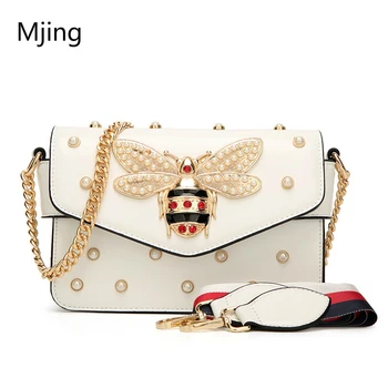 

2020 New Little Bee Pearl Women's Bag Fashion Korean Messenger Bag Studded Chain Shoulder Bag Travel Bag Clutch