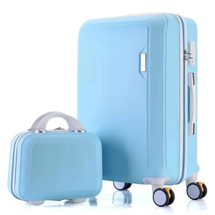 ABS+PC luggage set travel suitcase on wheels Trolley luggage carry on cabin suitcase Women bag Rolling luggage spinner wheel - Цвет: blue set