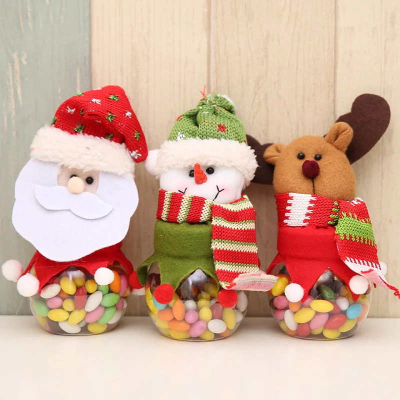 Kids Baby Christmas Style Candy Gift Container Cartoon Snowman Elk Santa Claus Shape Non-woven fabric Plastic Material Container