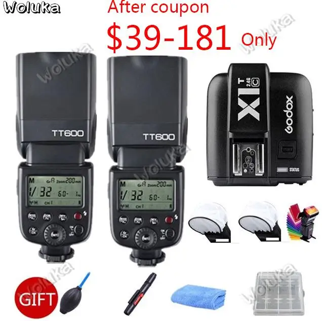 2x Godox TT600 2 4G Беспроводной X Системы Камера вспышки Speedlite с X1T-C передатчик вспышка