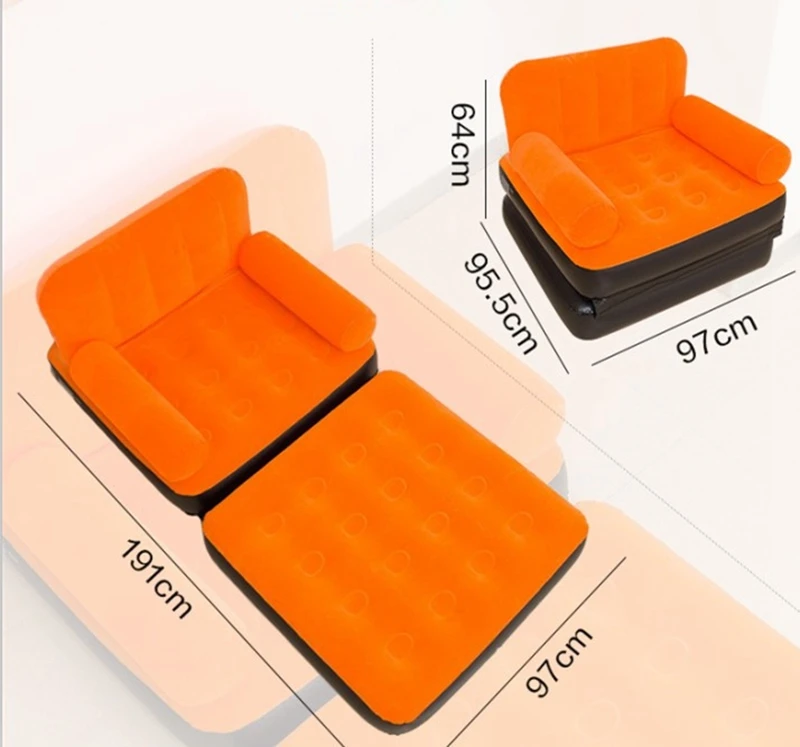 5 in 1 Outdoor Home Garden Inflatable One Seat Sofa Bed Camping Chairs Air Sofa Bed Blow UP Lounger