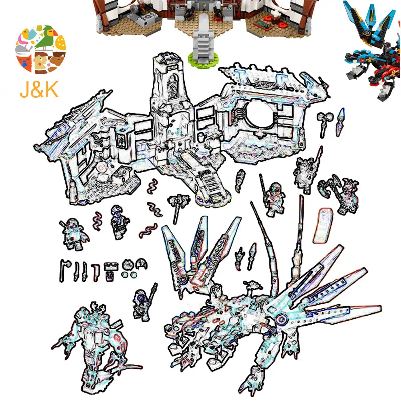 

70627 1173pcs Ninja Series The Dragon's Forge Model Building Block set Brick Educational Toy For children 10584 Gift