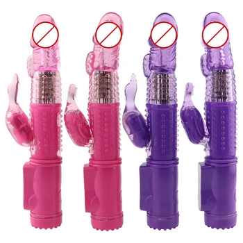 Rabbit Vibrator,Realistic Dildo Penis Vibrator Clitoris Stimulat Massager Transparent Rotating Beads Female Sex Toys For Women 1