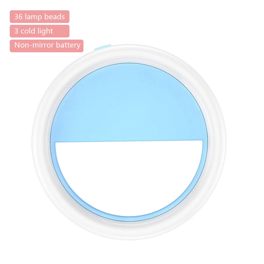 IVYSHION мобильный телефон селфи кольцевой вспышка объектив красота заполняющий светильник портативный зажим для фото камеры для сотового телефона смартфона - Цвет: B-blue
