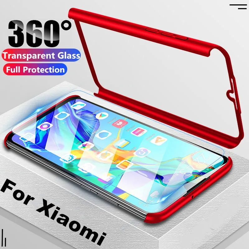 Чехол на 360 градусов с полным корпусом со стеклом для Xiaomi Redmi Note 9 9S Pro MAX 8T 8 7 K20 7A 8A GO