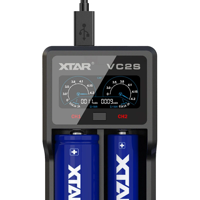 XTAR VC2S USB ЖК-дисплей Зарядное устройство Мощность банка 3,6 V 3,7 V Li-Ion Батарея 10400-26650 1,2 в NiHM AAAA AAA AA 18650 21700 Батарея Зарядное устройство