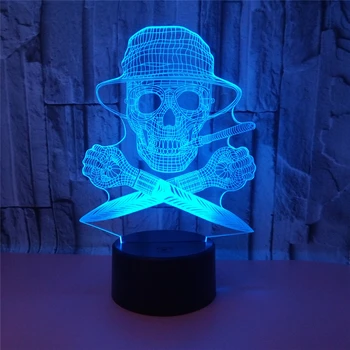 

Skull Head 3D LED Lamp Colorful Touch Remote Vontrol Night Light USB LED Illusion Atmosphere Vision Table Lamp For Children Gift