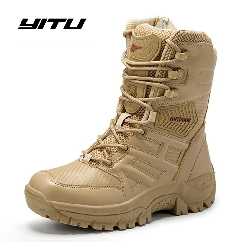 

Autumn/Winter Military Tactical Mens Boots Size 39-47 Special Force Waterproof Desert Combat Ankle Boots Army Men's Work Shoes