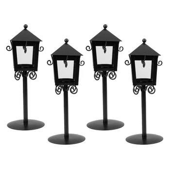 

4x Iron Candle Holder Rustic Black Dining Table Candlestick Holder Centerpiece