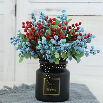 

6PCs Artificial Flowers Berry Latex Real Touch Fruits Fake Wedding Decoration Simulation Flowers Xmas Home Artificial Plants