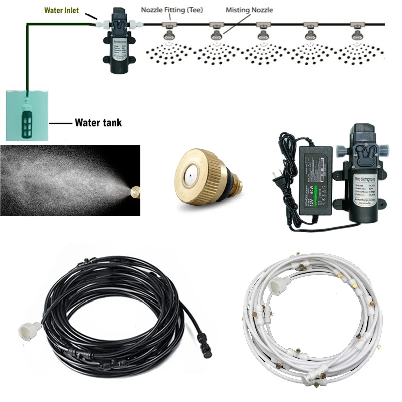 12V Fog Machine Pump Misting Cooling System 6-18M Garden Irrigation Automatic Watering Kits Outdoor Patio Porch Greenhouse | Дом и сад
