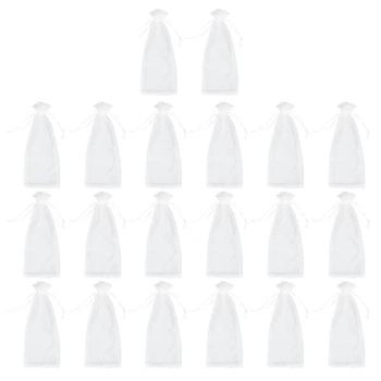 

20Pcs Sheer Organza Wine Bags 14X37cm Reusable Simple Bottle Wrap Dresses Festive Packaging Baby Shower Wedding Favors Samples D