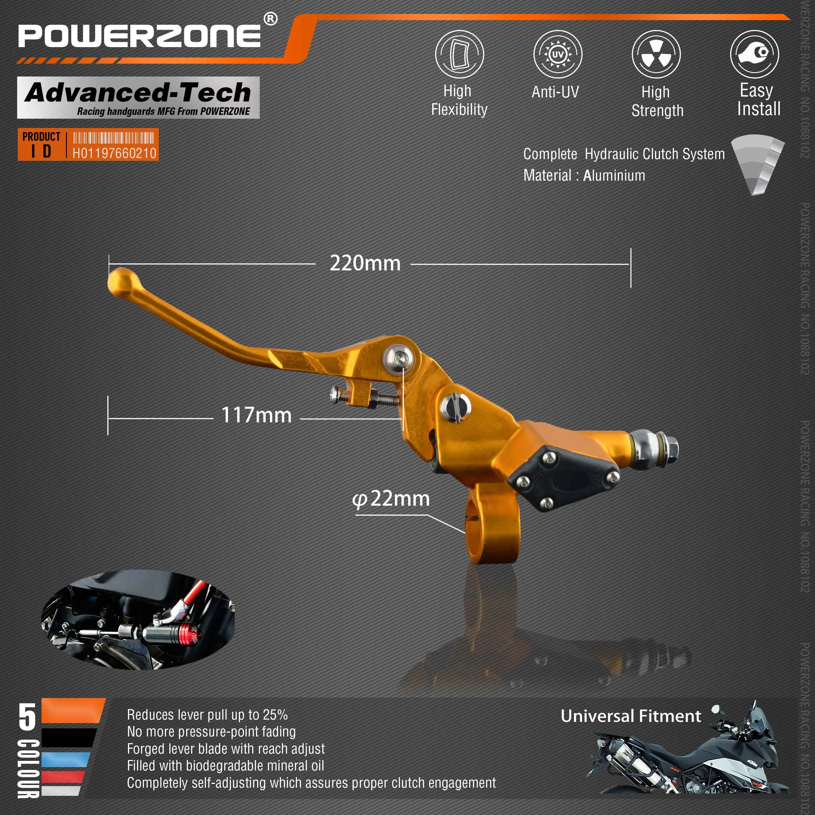 Гидравлическая муфта Powerzone 1200 мм главный цилиндр рычага для 125 250cc вертикального