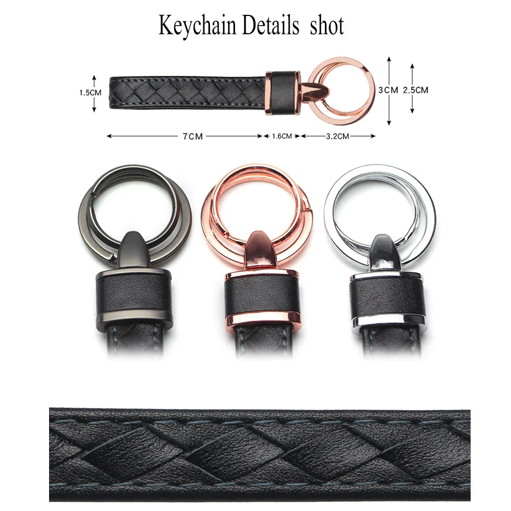 Универсальный тканый Кожаный Автомобильный брелок для ключей, автомобильный брелок, двойное кольцо, металлический сплав, брелок для ключей, ключница для мужчин