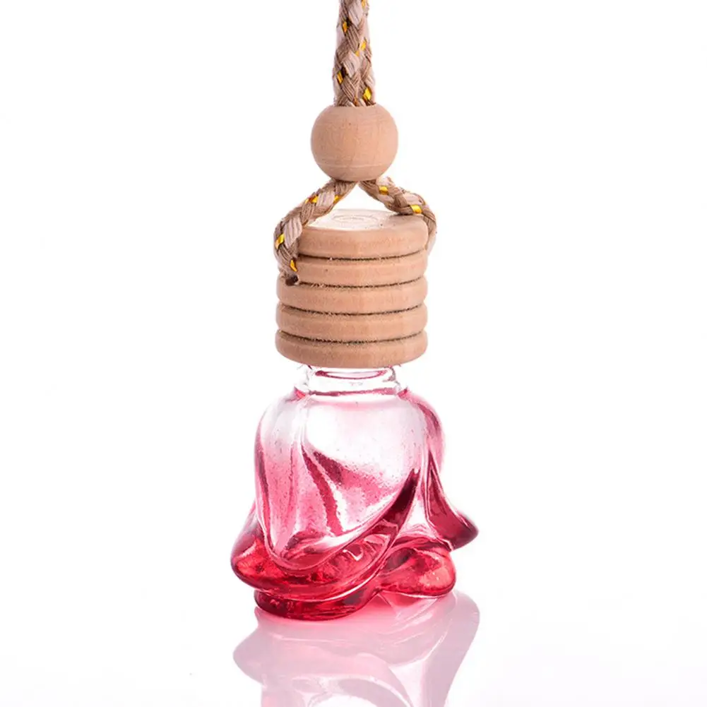 Car Hanging Glass Flower Shaped Pendant Empty Bottle Essential Oil Diffuser Refillable for Perfume Air Freshener | Красота и здоровье