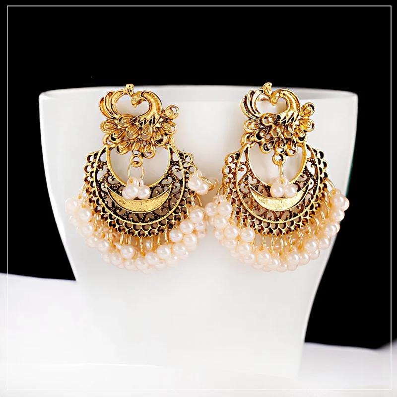 Beautiful Party Wear Classical Jhumka Gold Plated Dangle Earrings for –  Karizma Jewels