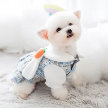 

Pet Warm Dress Dog Winter Thickening Princess Skirt rabit ear Dress For Small Dog Pet Clothes