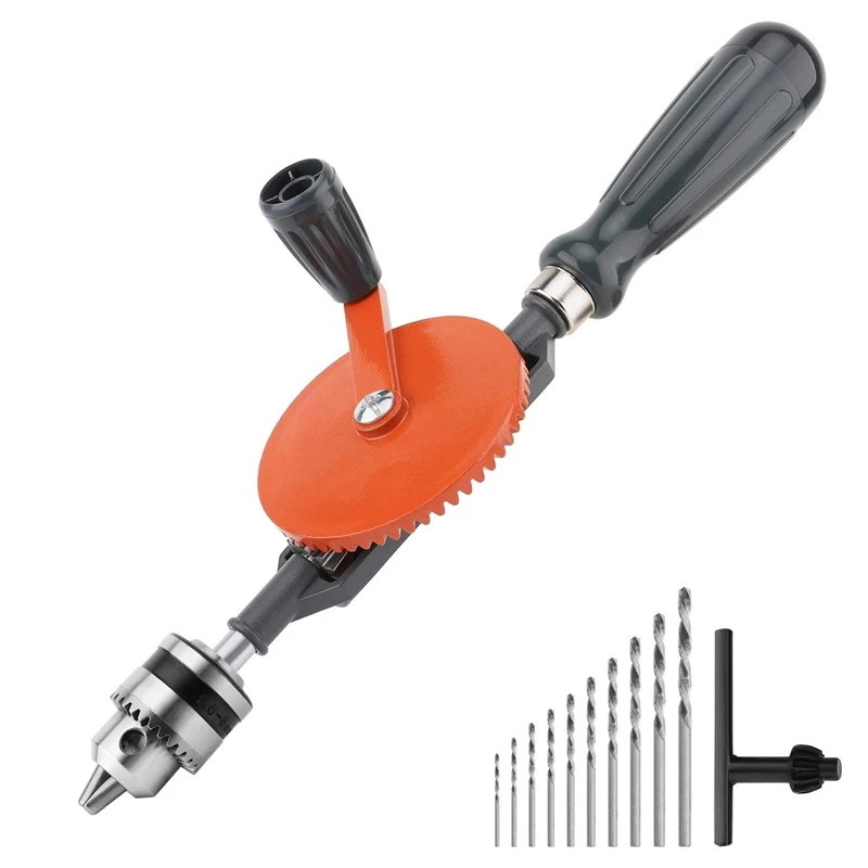 

Hand Drill,Powerful 1/4 Inches (0.6-6Mm) Capacity Precision Chucks Cast Steel Double Pinions Manual Drill For Wood Plastic Acryl