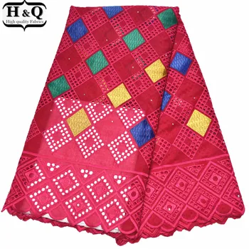 

Popular Design Punched Dry Lace Fabric Swiss Voile Lace African Cotton Lace 5 Yards Nigerian Embroidered Lace For Ball Gown 2019