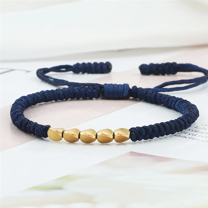 Handmade Tibetan Buddhist Copper Beads Bracelet Charm Knots Buddha Rope Adjustable Lucky Braided Thread Bangles For Women Men - Image 3