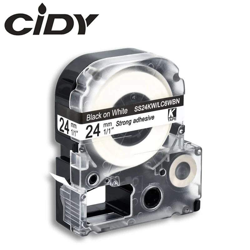 CIDY черная лента для этикеток 1 шт. 24 мм белая ss24 кВт/LC-6WBN9 LC 6WBN LC6WBN совместимая