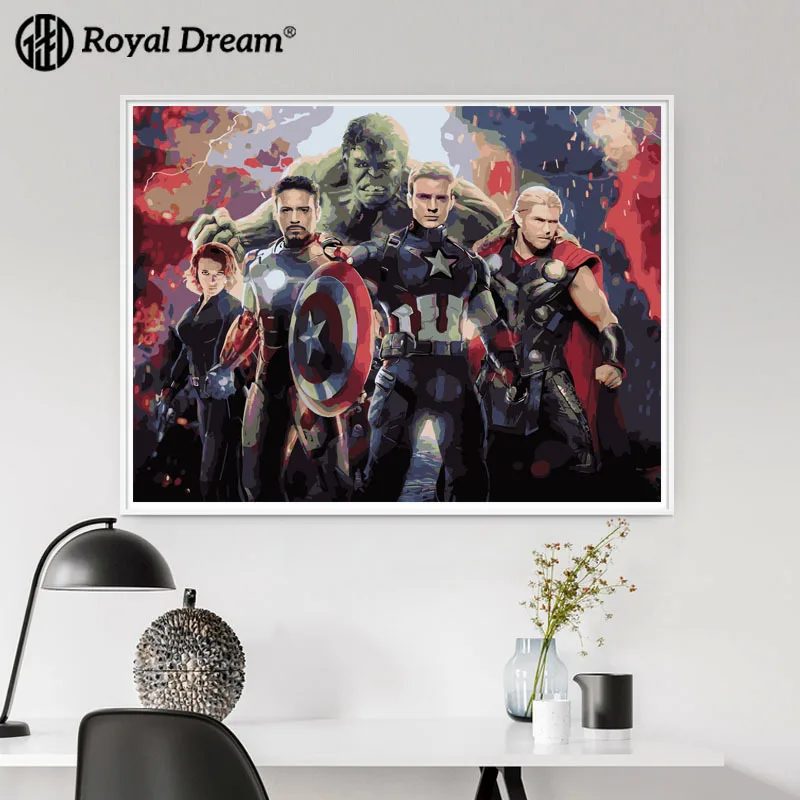 

Digital Oil Painting DIY United Cartoon Animation DIY Hand-Painted Oil Painting Living Room Restaurant Hanging Painting Entrance