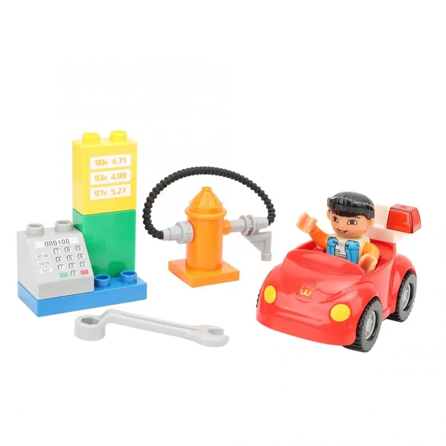 

1Pcs DIY Plastic Children Block Set Toys Kid Educational Toy Building Blocks Bricks Gas Station Car Building Toys For Kids Child