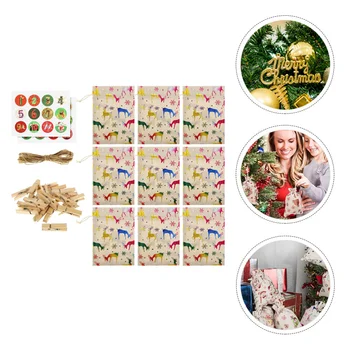 

1 Set of Christmas Calendar Hanging Pouch Candy Bag Hanging Gift Storage Bag