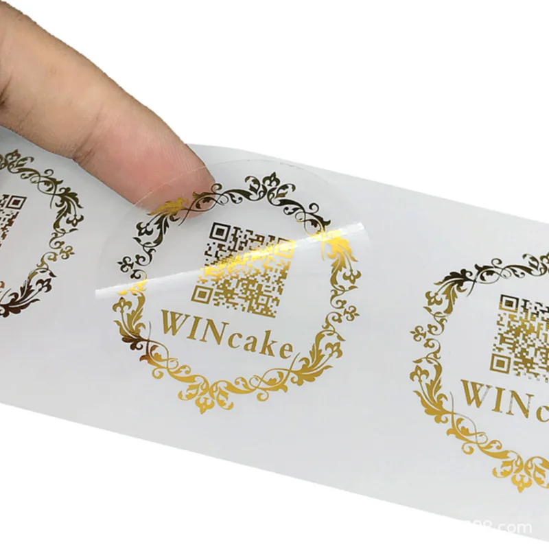 Custom Gold Foil on Transparent Stickers Labels Personalized Silver Foil Cirlce Gift Box Bottle Seal Sticker