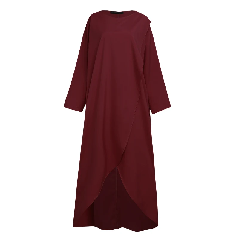 Retro Muslim Dress Womens Asymmetrical Sundress ZANZEA 2020 Casual Long Sleeve Maxi Vestidos Female O Neck Islamic Robe 5XL