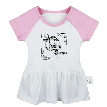 

Constellation Libra Aquarius Scorpio Taurus Virgo Pisces Tribal Tattoo Newborn Baby Girls Dresses Toddler Infant Cotton Clothes