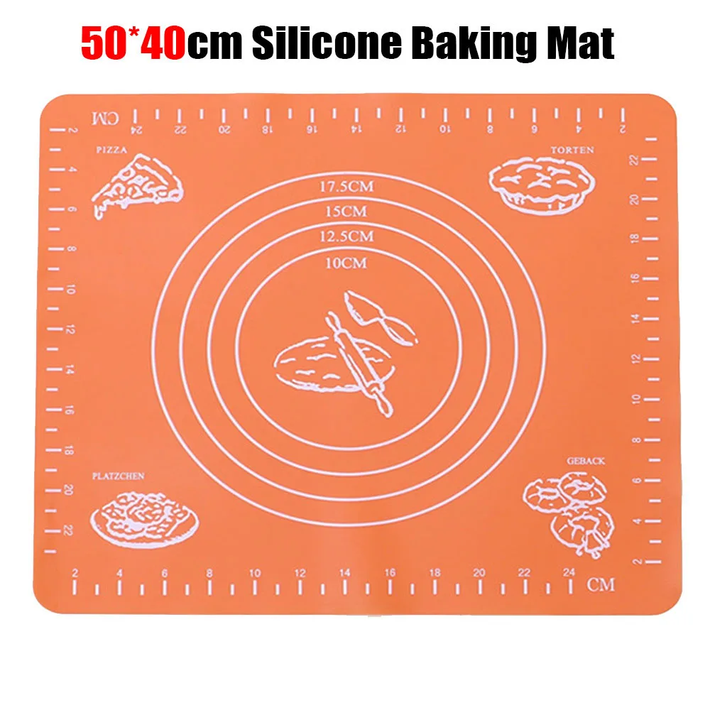 50x40 см антипригарный силиконовый коврик для выпечки теста коврик силиконовый коврик для печи для печенья помадка, кондитерские изделия Кухня жаропрочная посуда, Кулинария Инструменты - Цвет: Оранжевый
