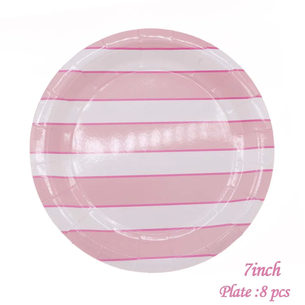 Plate8pcs Party bronzing paper plate disposable disc 7 inch birthday party wedding Christmas cake snack dish paper cup - Color: Plate8pcs