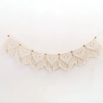 

Home Decoration Wedding Handmade Vintage Ornament Macrame Woven Cotton Linen Tassel Rope Art Wall Hanging Tapestry Door Curtain