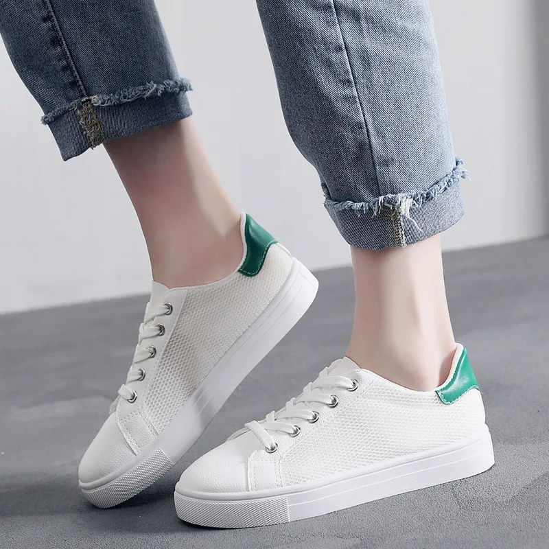 

Small White Shoes 2020 Summer Women's Mesh Air Breathable Flats Bottom Female Comfortable Sneaker Casual Walking Shoes for Women