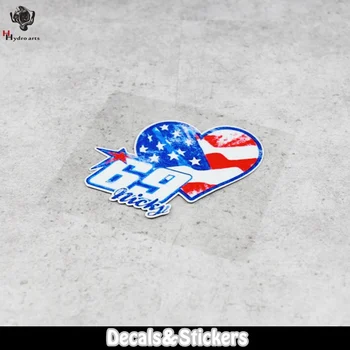 

LN181 NO.69 Nicky Hayden Flag heart Retro style 3M Reflective Sticker MOTO GP Car Sticker Decals Racing Stickers Motorcycle Bike