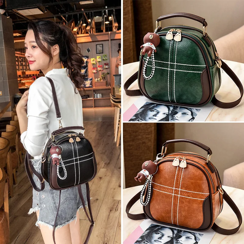 

Women's bag 2020 new shoulder bag PU leather solid color Messenger bag fashion handbag small round bag