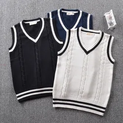 College Yinglun Feng JK Uniform V-neck Men's Massa Color Vests Colonnia Sweater Hollowers