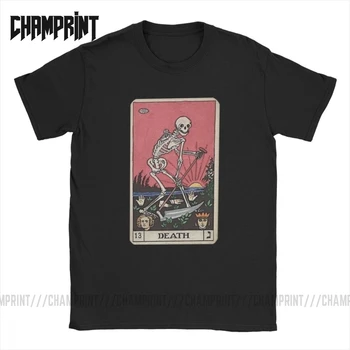 

Death Tarot T-Shirt for Men 100% Cotton T Shirts Major Arcana Halloween Spooky Skeleton Creepy Short Sleeve Tee Shirt Plus Size
