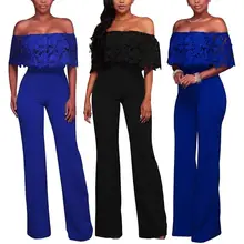 Formal Party Women Jumpsuits Sleeveless Bandeau Off Shoulder Flower Lace Solid Color Playsuit Monos de Fiesta 2020 New Hot E