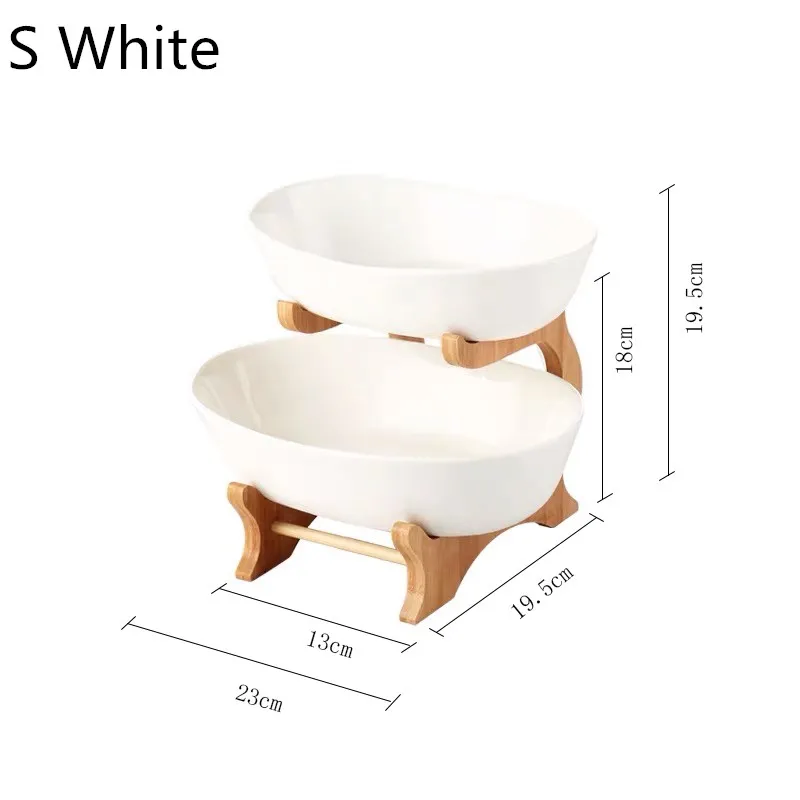 2 яруса керамическая Фруктовая тарелка десерт стеллаж для хранения поднос для снэков пищевой контейнер кухонный обеденный аксессуар сервировочная тарелка миска Органайзер - Цвет: Ceramic Plate