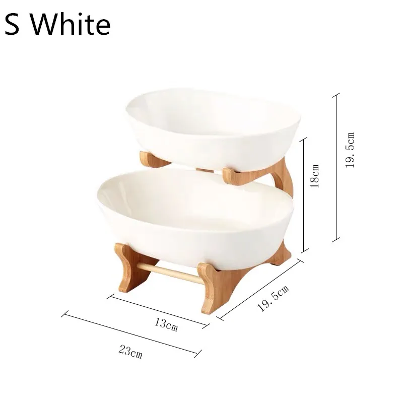 Ceramic Plate 2 яруса керамическая Фруктовая тарелка десерт стеллаж для хранения поднос для снэков пищевой контейнер кухонный обеденный аксессуар сервировочная тарелка миска Органайзер - Цвет: Ceramic Plate