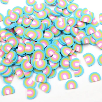 

Sky Blue Rainbow Slices Sprinkles For Slime Supplies Toy Polymer Clay Fimo Charms Accessories Addition For Fluffy Clear Slime