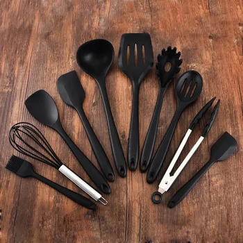 

10Pcs Non-Stick Kitchenware Silicone Cooking Spoon Spatula Ladle Egg Beaters Utensils Dinnerware Set Cooking Tools