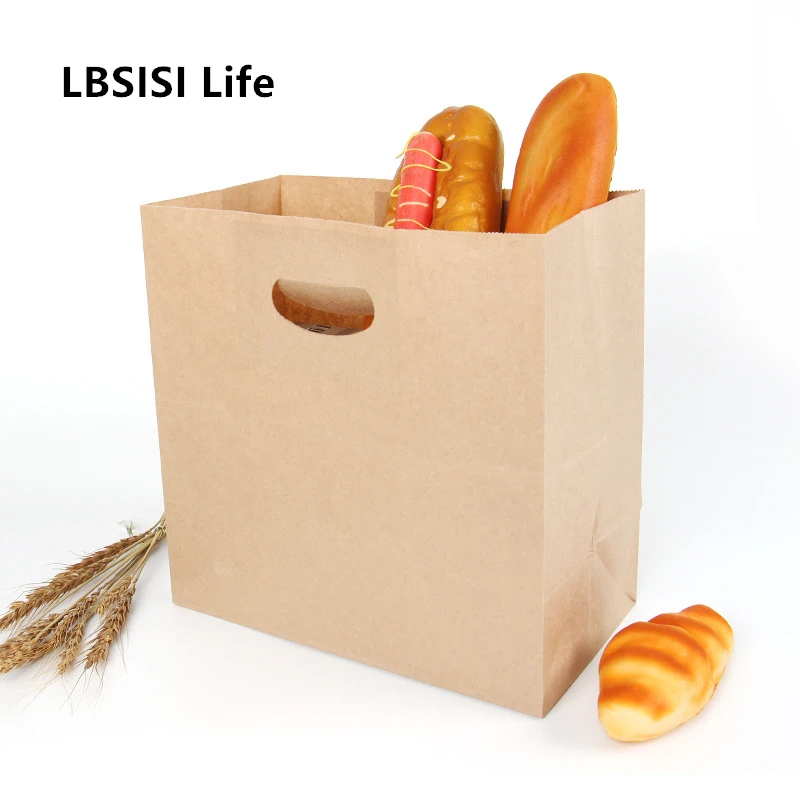LBSISI Life 50pcs Kraft Paper Bread Clear Avoid Oil Packing Toast Portable Bag Baking Takeaway Food Package Cake Bags Party | Дом и сад