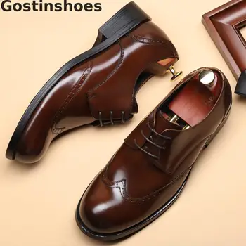 

Round Toe Cow Leather Men Oxfords Shoes Genuine Leather Men Shoes Lace-up Round Toe Men Dress Formal Shoes For Business Party
