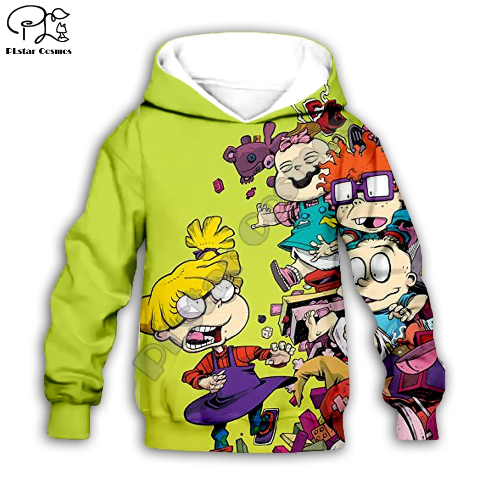 

90s Cartoon Gang Character collage 3d Hoodies Children zipper Long Sleeve Pullover Cartoon Sweatshirt /pants/family t shirt-1