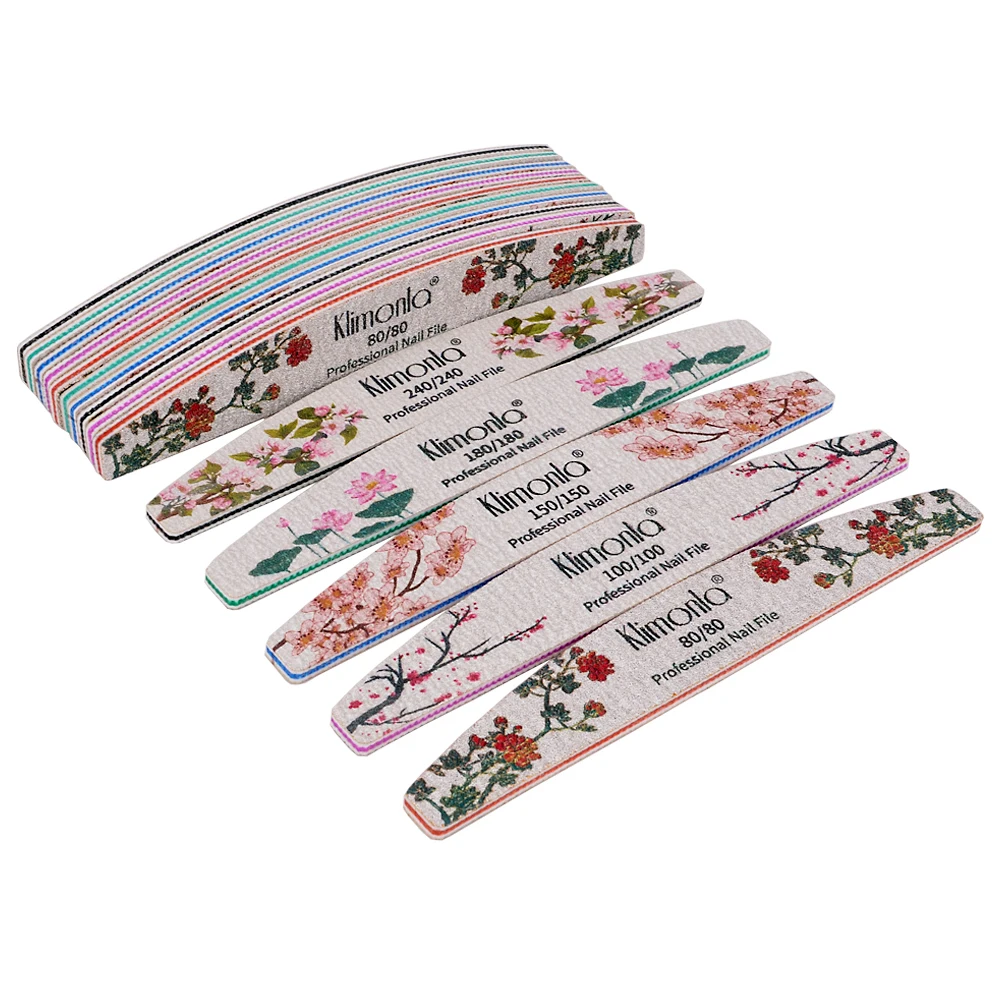 50Pcs Nails file 100 180 80 150 240 grit for Manicure accessories professional nail material Exclusive Flower Print Salon Tools
