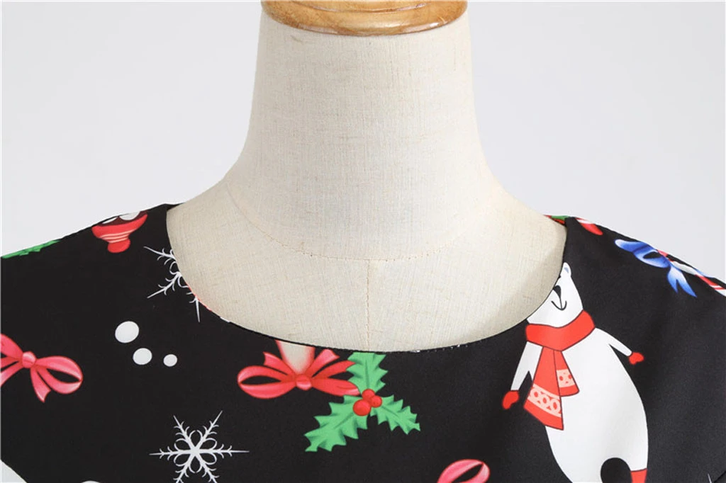 JAYCOSIN Summer Christmas Dresses Women Vintage Robe Swing Pinup Elegant Party Dress  Loose Short Sleeve Casual Plus Size 918
