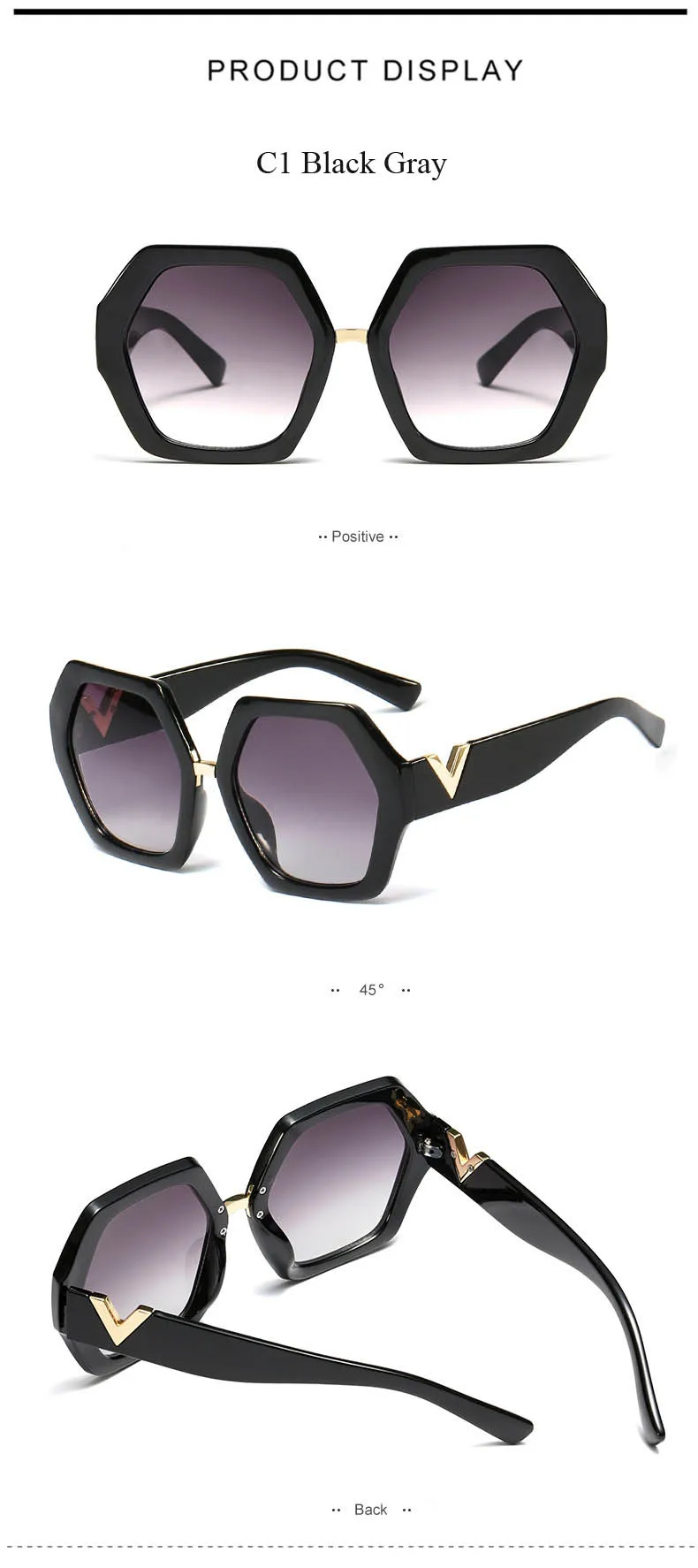 Полигональные градиентные солнцезащитные очки для женщин роскошный бренд шестигранные черные мужские солнцезащитные очки индивидуальность дамы шик 90s очки UV400